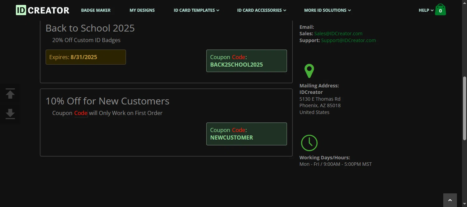 IDCreator.com discount code screenshot showing code NEWCUSTOMER applied at IDCreator.com checkout page. Uploaded by SimplyCodes community member 111111 on Aug 15, 2025