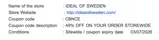 CBNCE coupon verification screenshot