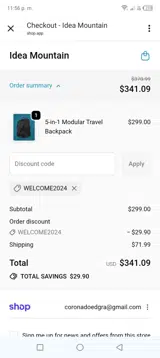 Welcome2024 coupon verification screenshot