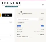 Ideaure Jewelry coupon verification screenshot