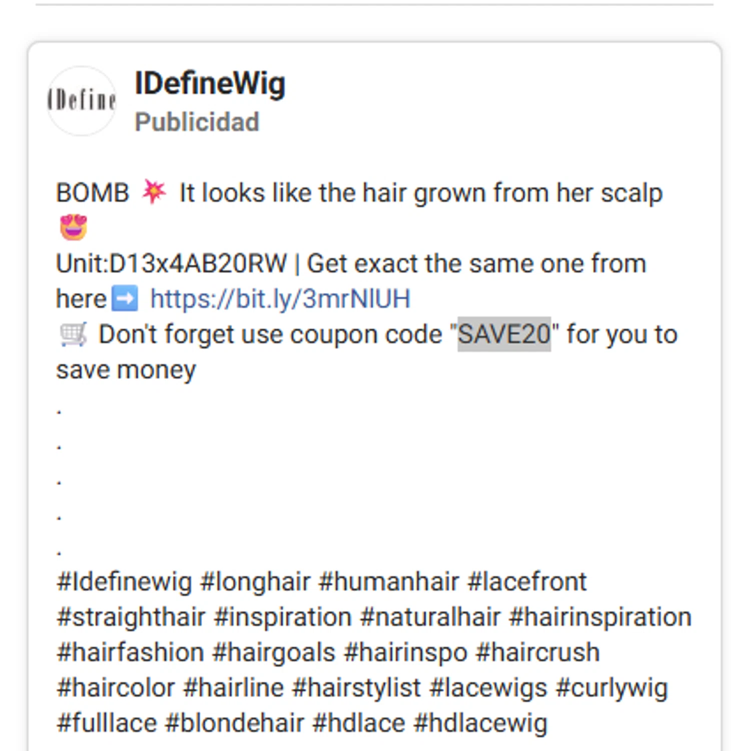 IDefine promo code screenshot showing code SAVE20 applied at IDefine checkout page. Uploaded by SimplyCodes community member antonietarodriguez96 on Dec 6, 2025
