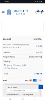 10JIXA coupon verification screenshot