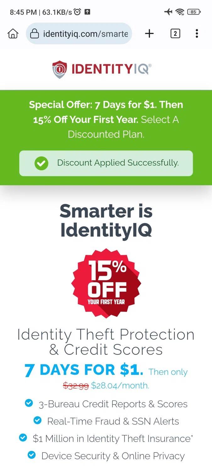 where to use IdentityIQ promo code box
