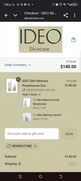 NEWROUTINE coupon verification screenshot