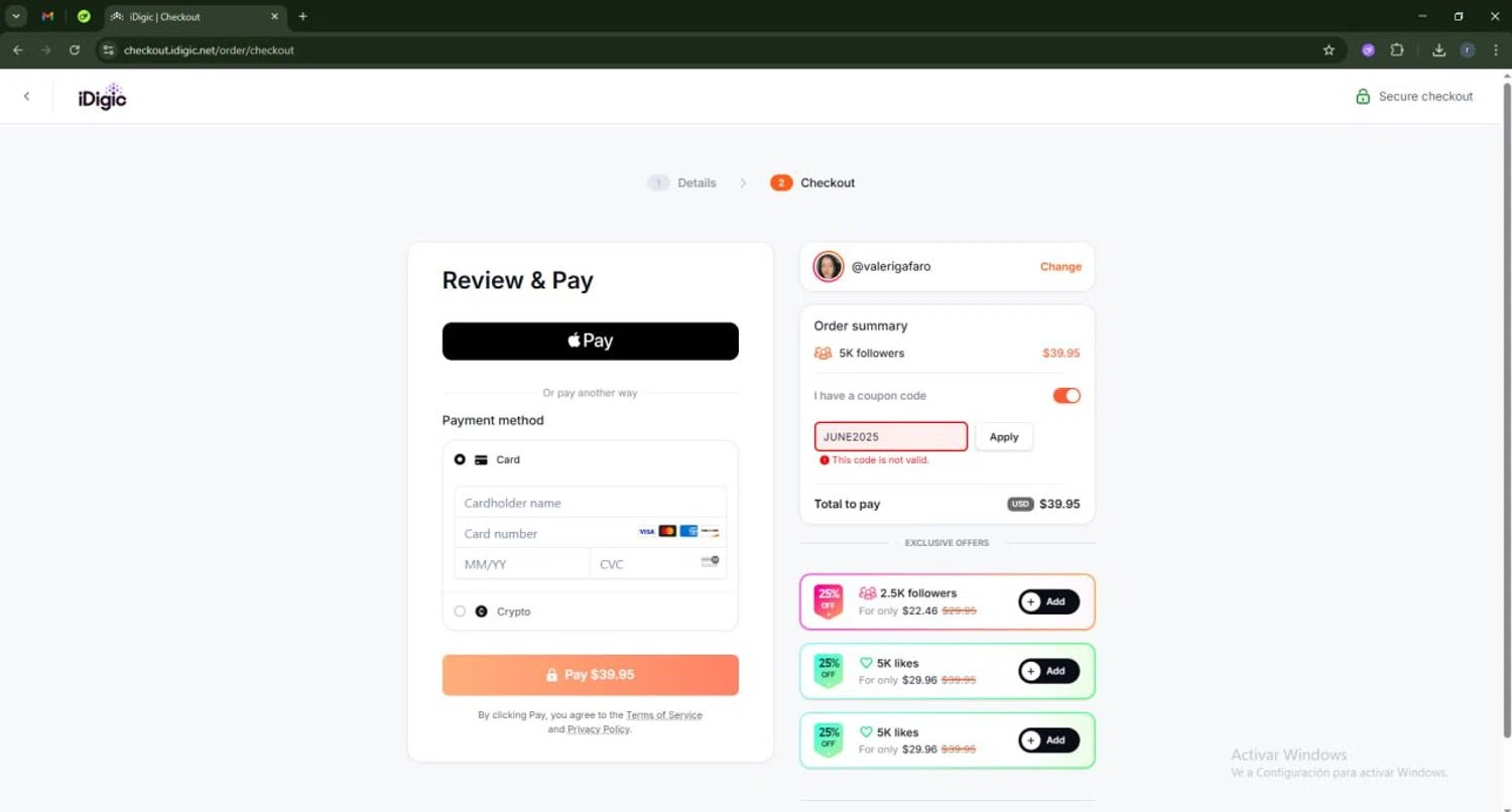 iDigic coupon code screenshot showing code JUNE2024 applied at iDigic checkout page. Uploaded by SimplyCodes community member PrimeWhiz5416 on Jul 21, 2025