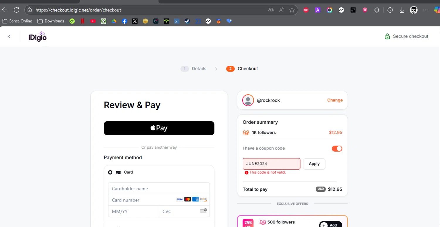 iDigic coupon code screenshot showing code JUNE2024 applied at iDigic checkout page. Uploaded by SimplyCodes community member ROCKSORD on Jul 21, 2025