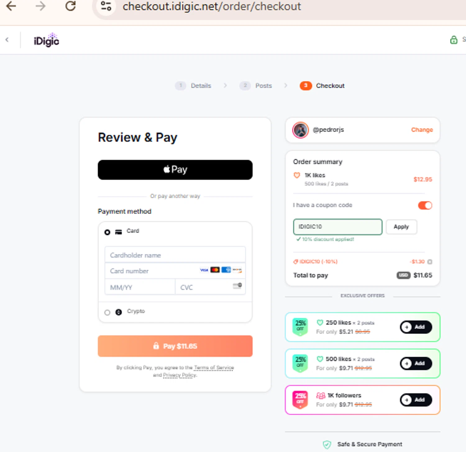 iDigic coupon code screenshot showing code IDIGIC10 applied at iDigic checkout page. Uploaded by SimplyCodes community member BudgetLion5814 on Nov 5, 2025
