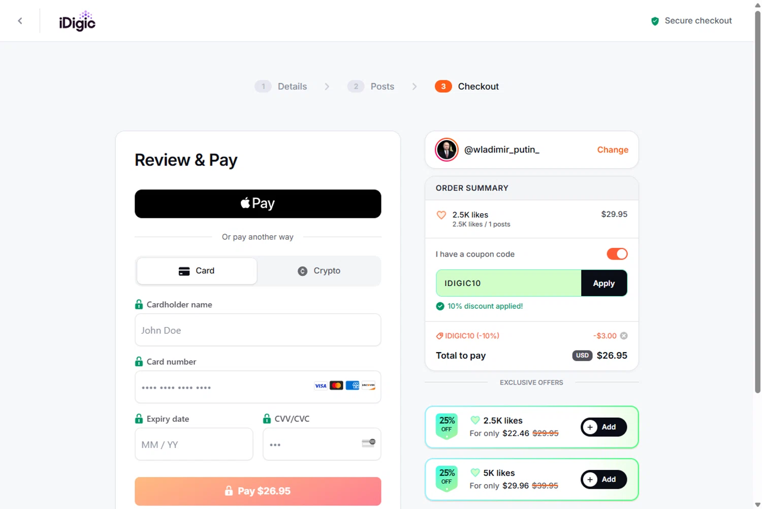 iDigic promo code screenshot showing code IDIGIC10 applied at iDigic checkout page. Uploaded by SimplyCodes community member Rossimar on Jan 31, 2026
