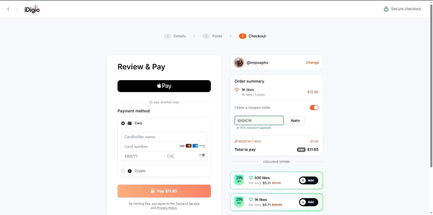 iDigic coupon code screenshot showing code IDIGIC10 applied at iDigic checkout page. Uploaded by SimplyCodes community member Depressive on Oct 5, 2025