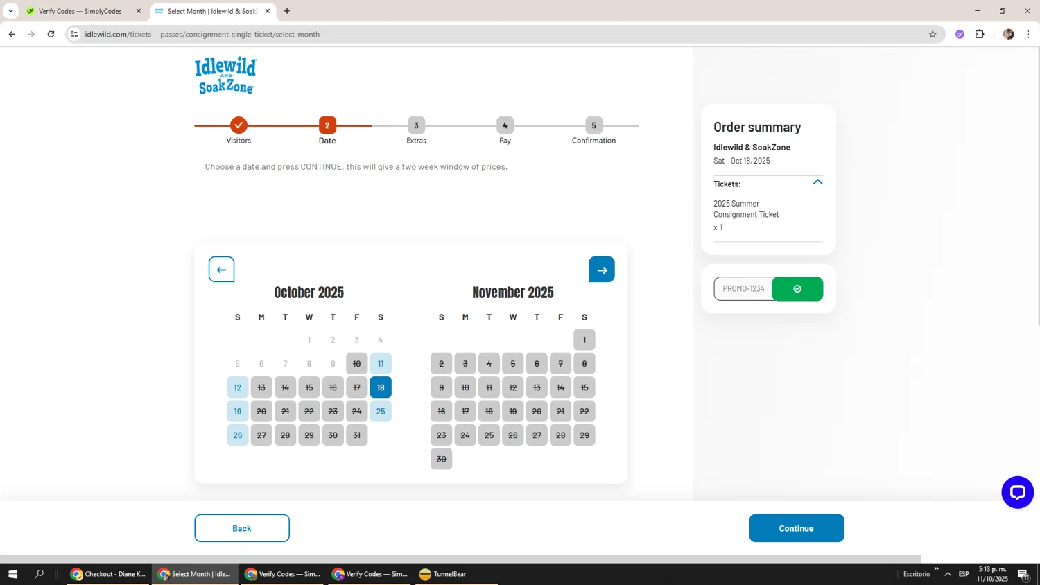 Idlewild checkout page showing Idlewild promo code box | Screenshot taken by SimplyCodes community member on Oct 11, 2025