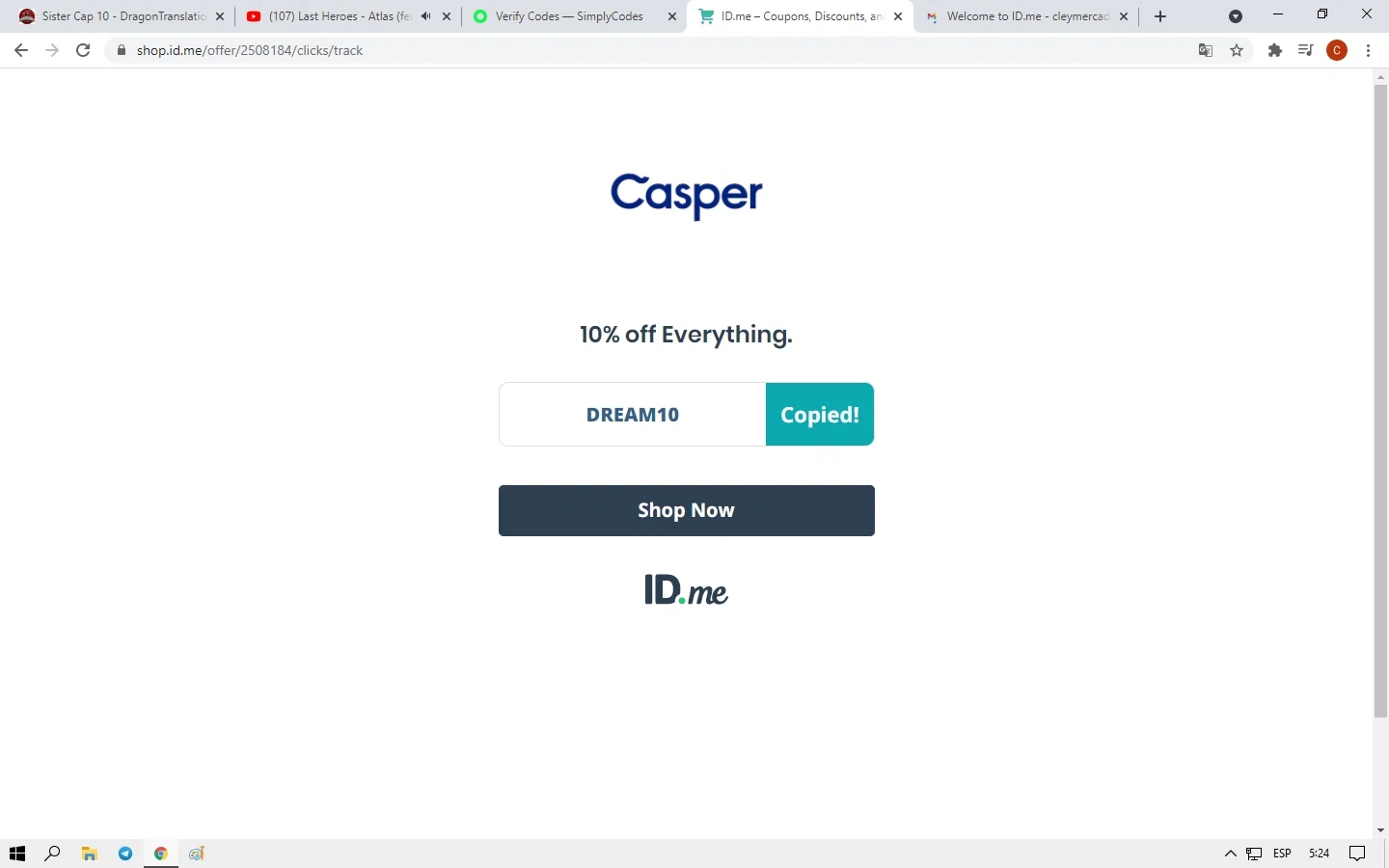 ID.me Shop checkout page showing ID.me Shop promo code box | Screenshot taken by SimplyCodes community member on May 6, 2021