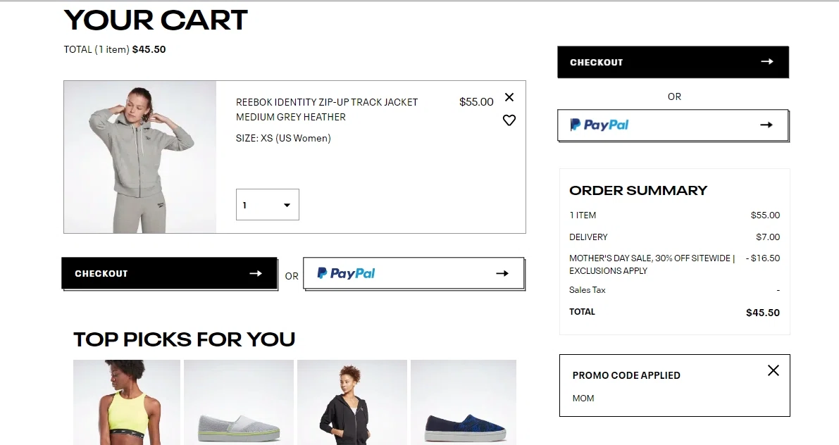 ID.me Shop checkout page showing ID.me Shop promo code box | Screenshot taken by SimplyCodes community member on May 9, 2021