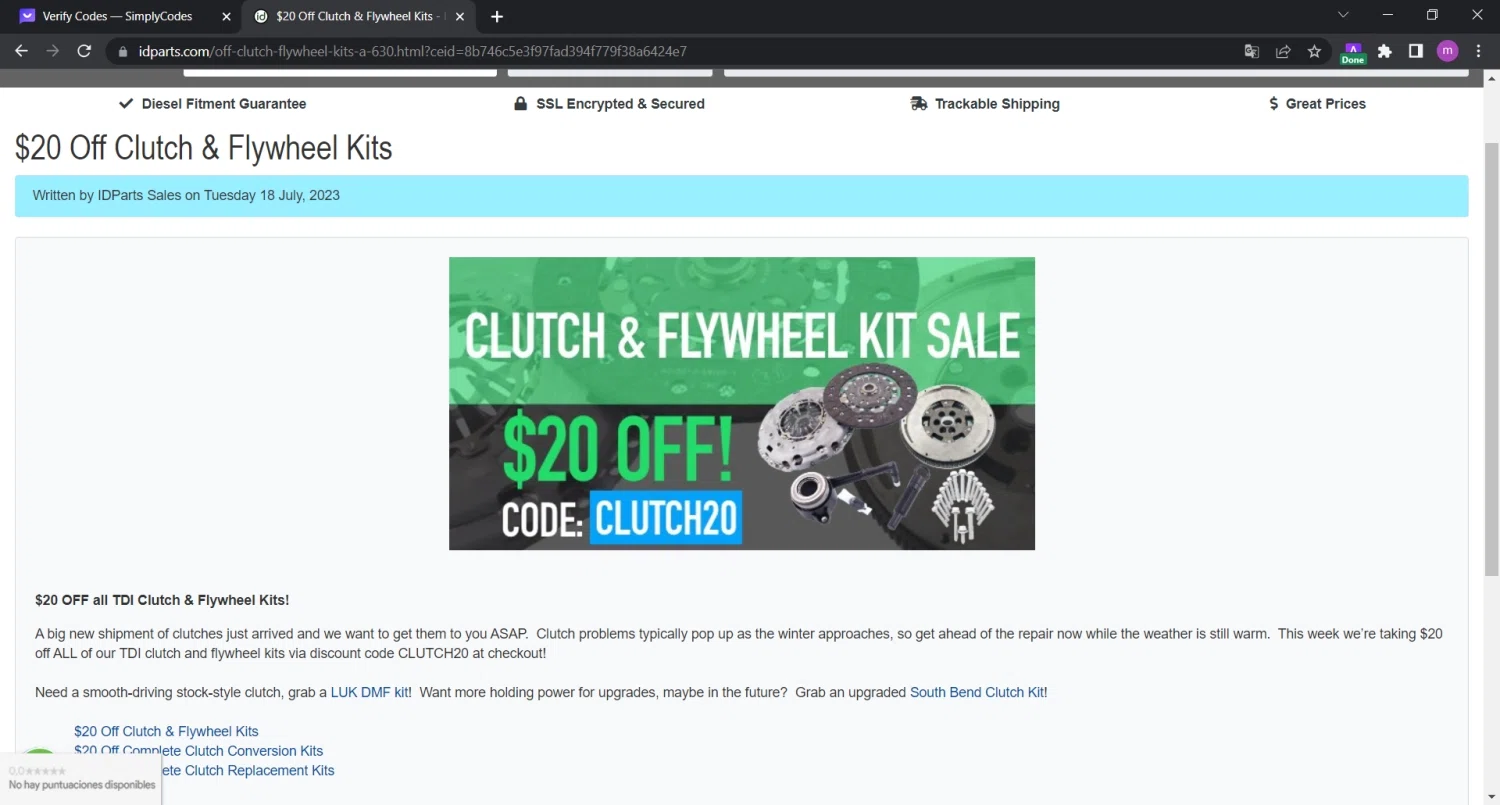 where to use IDParts promo code box