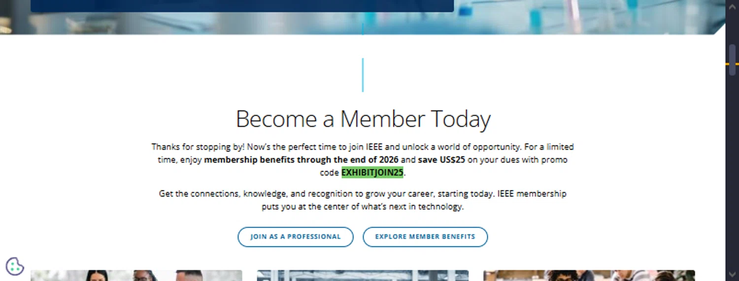 IEEE promo code screenshot showing code EXHIBITJOIN25 applied at IEEE checkout page. Uploaded by SimplyCodes community member TraxoGamer on Jan 9, 2026