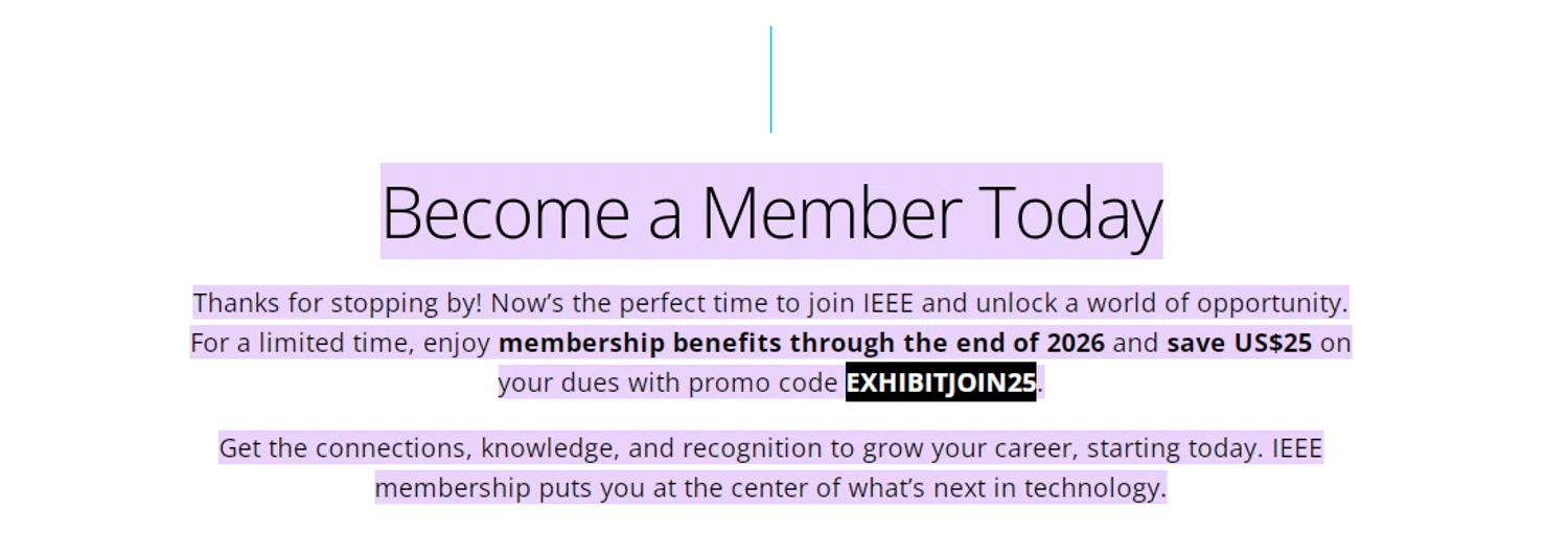 IEEE coupon code screenshot showing code EXHIBITJOIN25 applied at IEEE checkout page. Uploaded by SimplyCodes community member RonaldAcunaJr on Jan 8, 2026