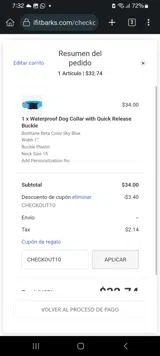 CHECKOUT10 coupon verification screenshot