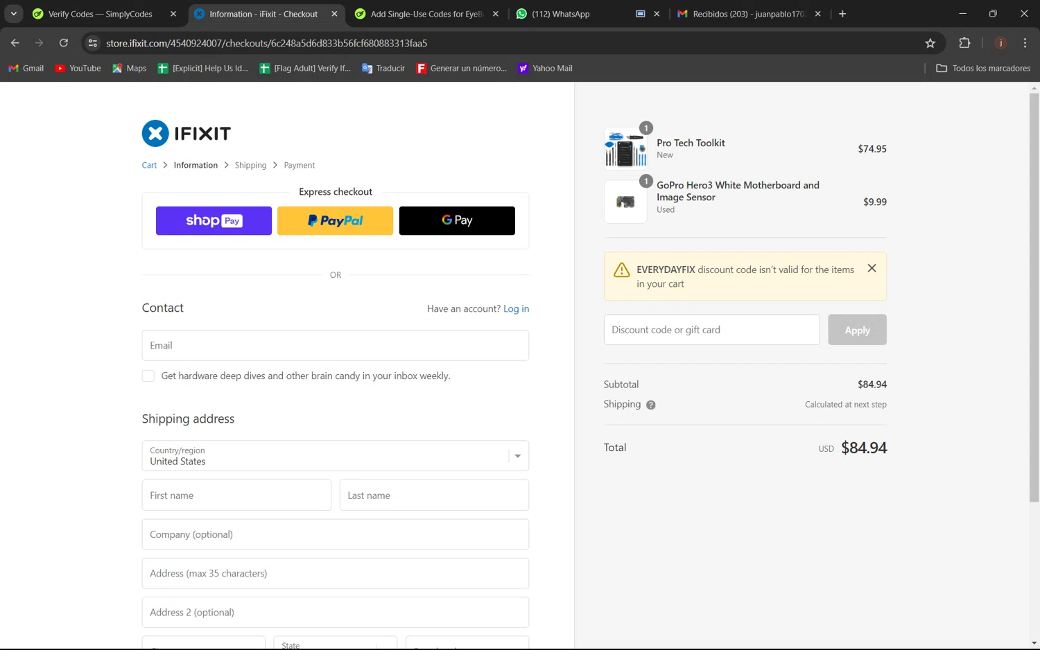 where to use iFixit promo code box