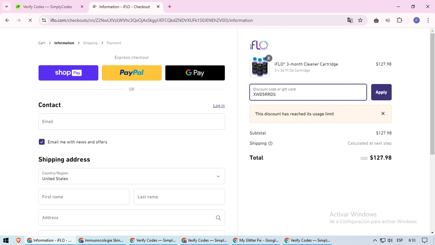 iFLO discount code screenshot showing code XWD5RRDS applied at iFLO checkout page. Uploaded by SimplyCodes community member loversuper on Jan 8, 2025