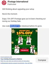 HOLIDAY15 coupon verification screenshot