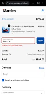 RCKP150 coupon verification screenshot