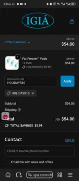 Igia coupon verification screenshot