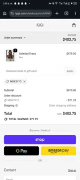 IGIGI coupon verification screenshot