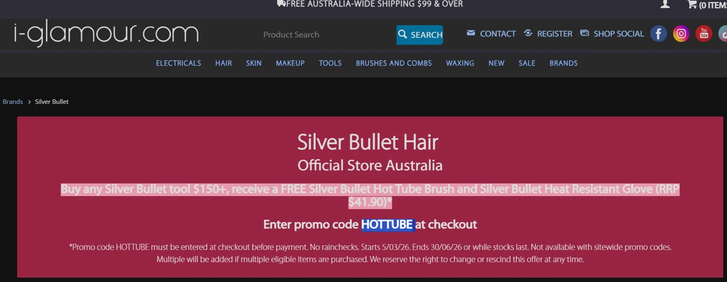 i-glamour.com promo code screenshot showing code HOTTUBE applied at i-glamour.com checkout page. Uploaded by SimplyCodes community member josemiguelaponte on May 21, 2026