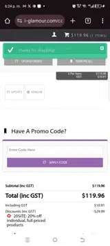 20site coupon verification screenshot