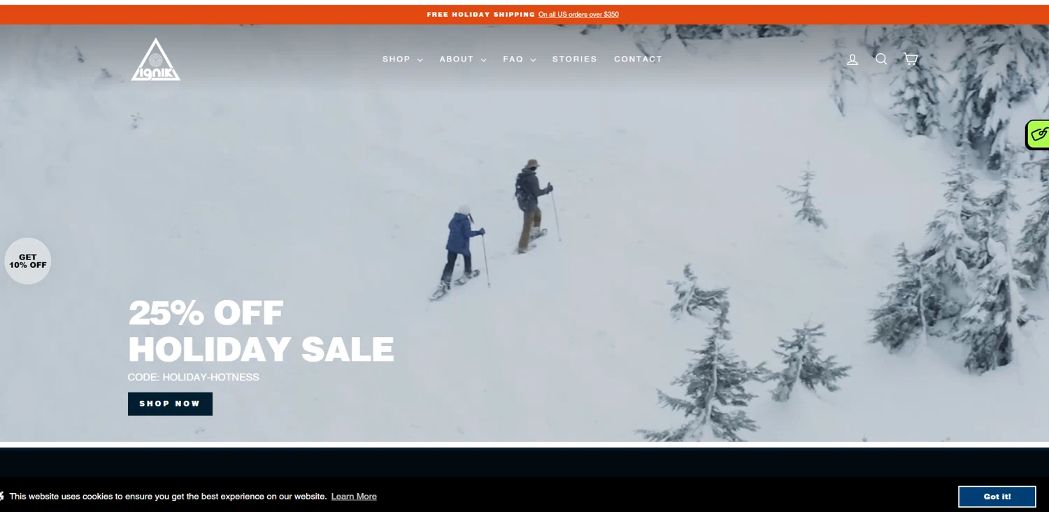 Ignik Outdoors promo code screenshot showing code Holiday-hotness applied at Ignik Outdoors checkout page. Uploaded by SimplyCodes community member suppahdealz on Jan 1, 2025