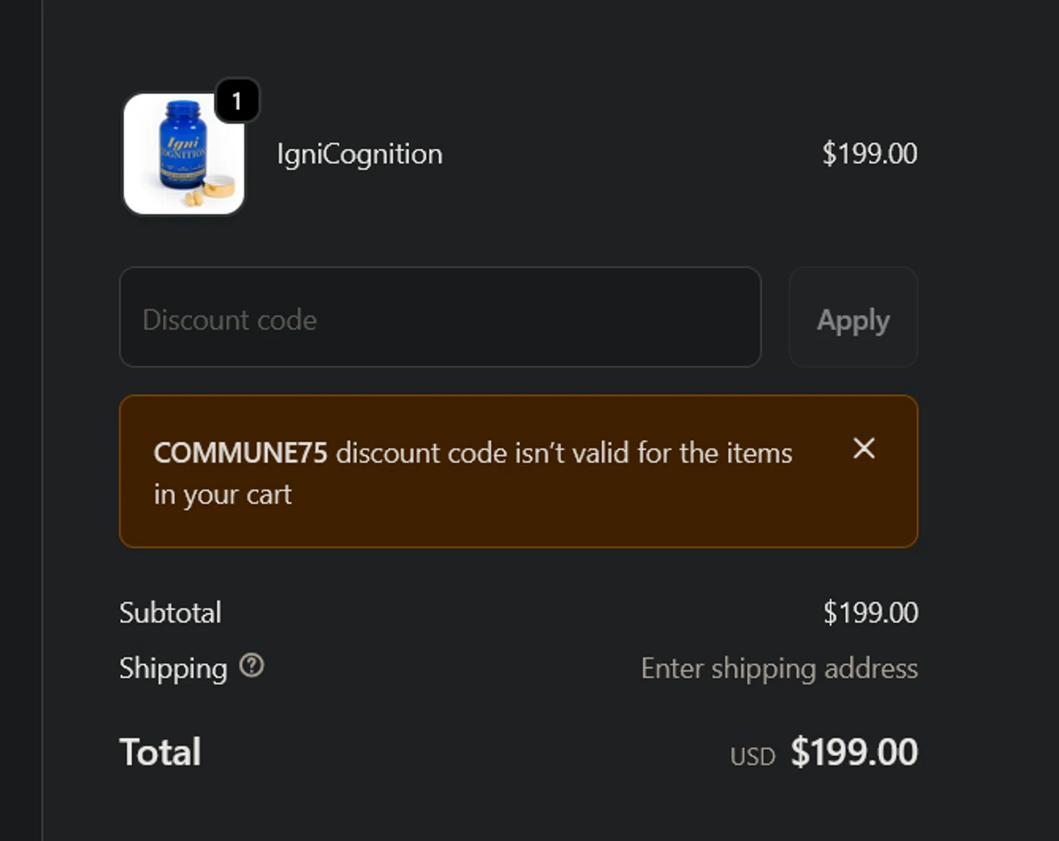 Igniton checkout page showing Igniton promo code box | Screenshot taken by SimplyCodes community member on Jan 9, 2026