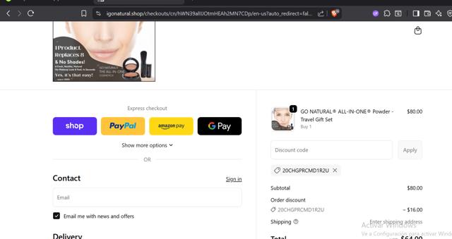 iGoNatural checkout page showing iGoNatural promo code box | Screenshot taken by SimplyCodes community member on Sep 19, 2025