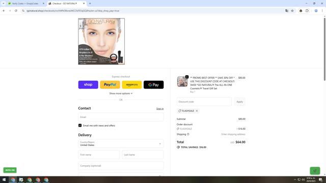 iGoNatural checkout page showing iGoNatural promo code box | Screenshot taken by SimplyCodes community member on Sep 20, 2025