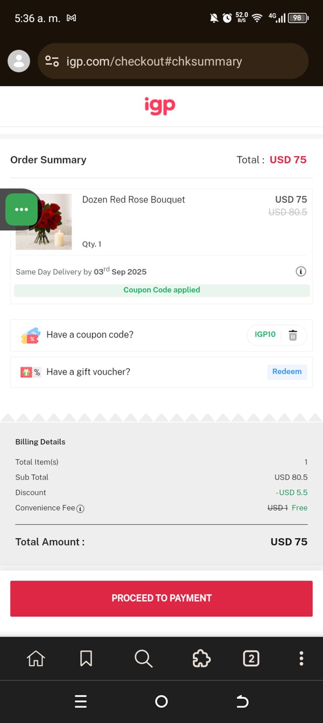 IGP.com checkout page showing IGP.com coupon code box | Screenshot taken by SimplyCodes community member on Sep 3, 2025