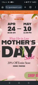 Mom20 coupon verification screenshot