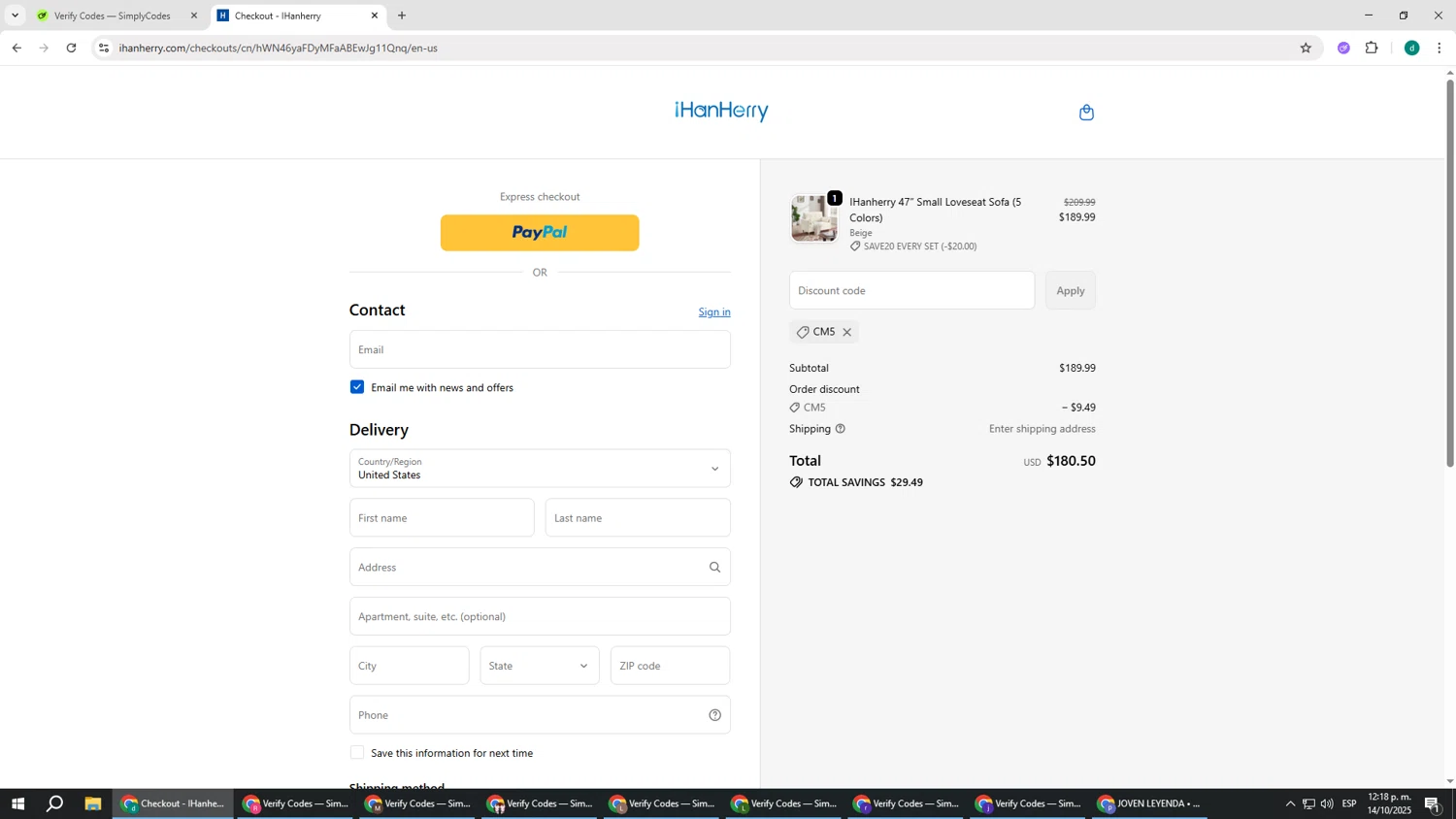 IHanherry promo code screenshot showing code CM5 applied at IHanherry checkout page. Uploaded by SimplyCodes community member HEROESCUDA on Oct 14, 2025