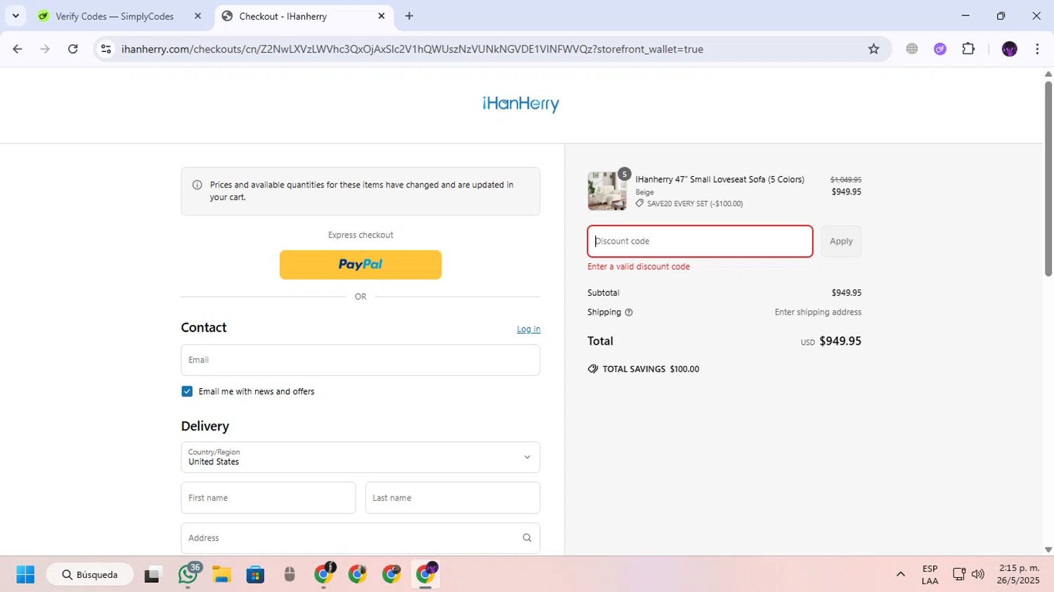 IHanherry promo code screenshot showing code NEW10 applied at IHanherry checkout page. Uploaded by SimplyCodes community member GloriousGuardian9063 on May 26, 2025