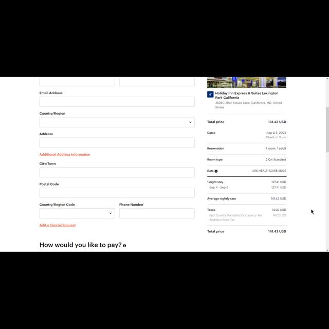 IHG checkout page showing IHG discount code box | Screenshot taken by SimplyCodes community member on Sep 4, 2023