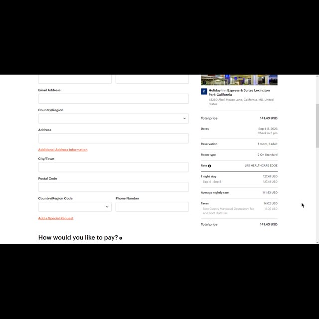 IHG checkout page showing IHG discount code box | Screenshot taken by SimplyCodes community member on Sep 4, 2023