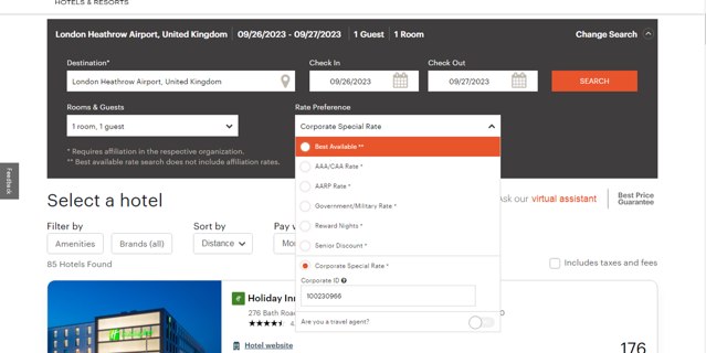 IHG checkout page showing IHG discount code box | Screenshot taken by SimplyCodes community member on Sep 26, 2023