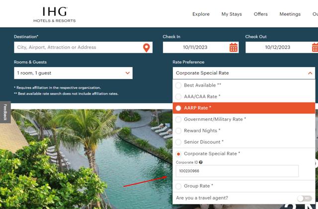 IHG checkout page showing IHG discount code box | Screenshot taken by SimplyCodes community member on Oct 11, 2023