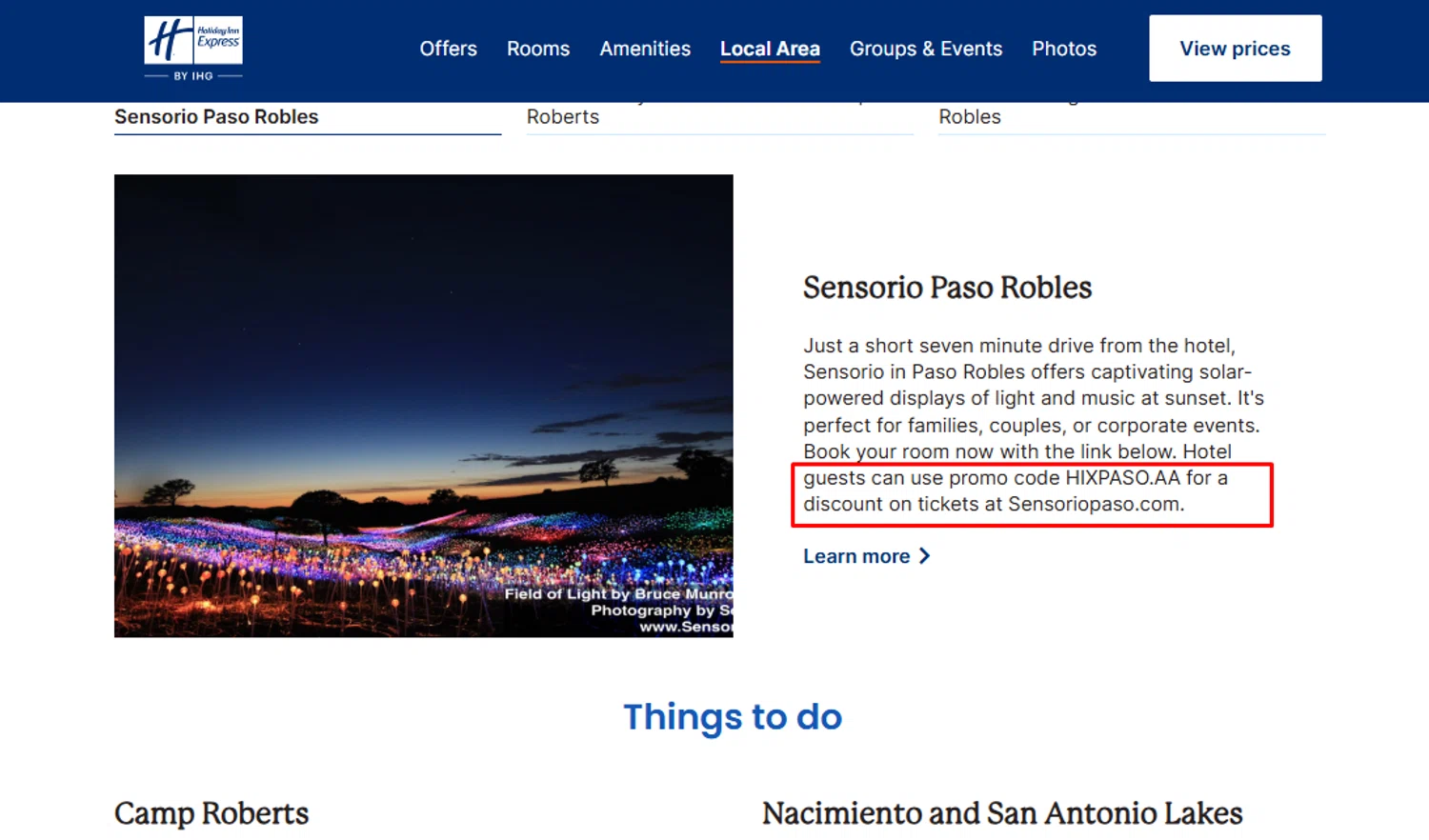 Verification screenshot for Discount Special Tickets at Sensoriopaso at IHG — 3mo ago