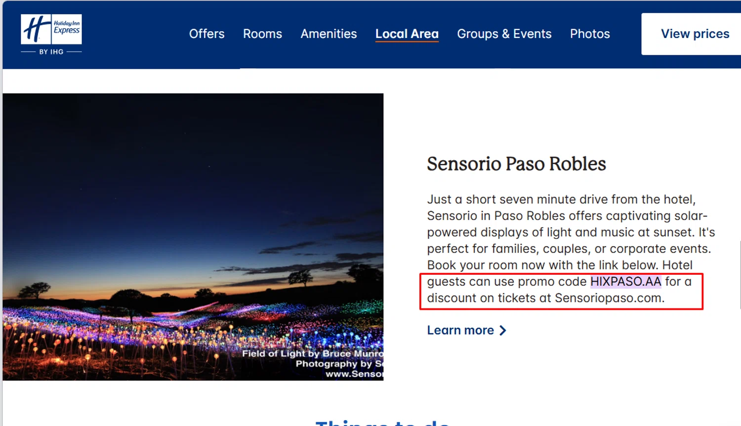 Verification screenshot for Discount Special Tickets at Sensoriopaso at IHG — 2mo ago