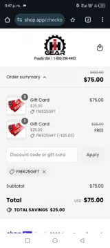 IH Gear coupon verification screenshot