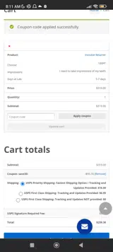 SAVE30 coupon verification screenshot
