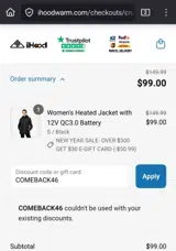 COMEBACK46 coupon verification screenshot