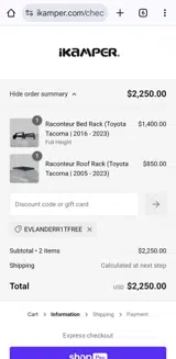 iKamper coupon verification screenshot