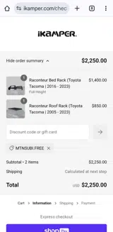 iKamper coupon verification screenshot