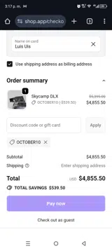 iKamper coupon verification screenshot