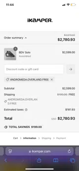 iKamper coupon verification screenshot