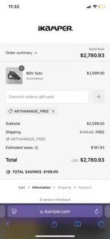iKamper coupon verification screenshot